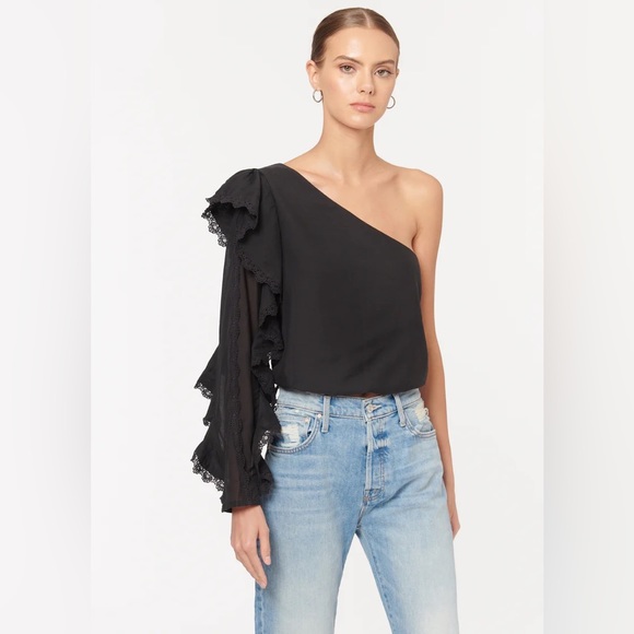 Cami NYC Women’s Floral Paisley Patchwork Shivani One Shoulder Top With Ruffle - Picture 7 of 7